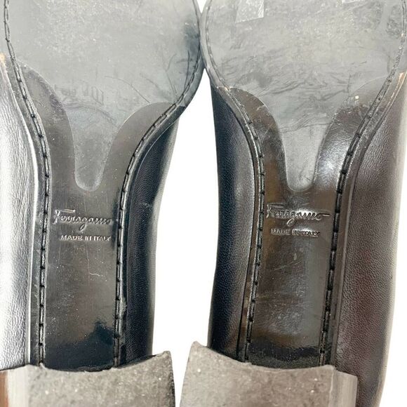 Salvatore Ferragamo Women’s Black Heel Loafers with Horse Bit Buckle Size 8.5 2A - Picture 10 of 10